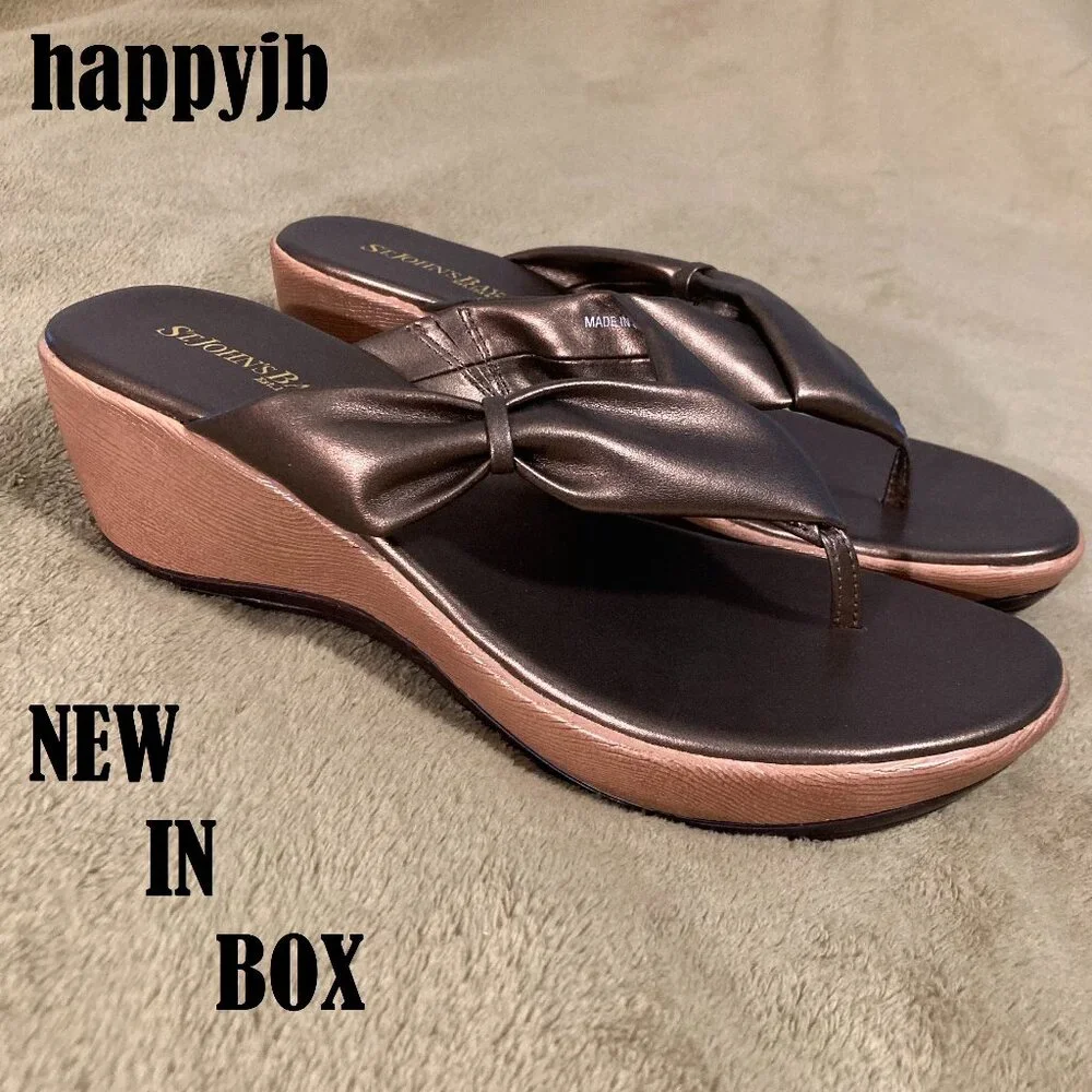 NIB St. John's Bay Kauai Vintage 80s 90s Sandals Brown Women's Size 8.5M